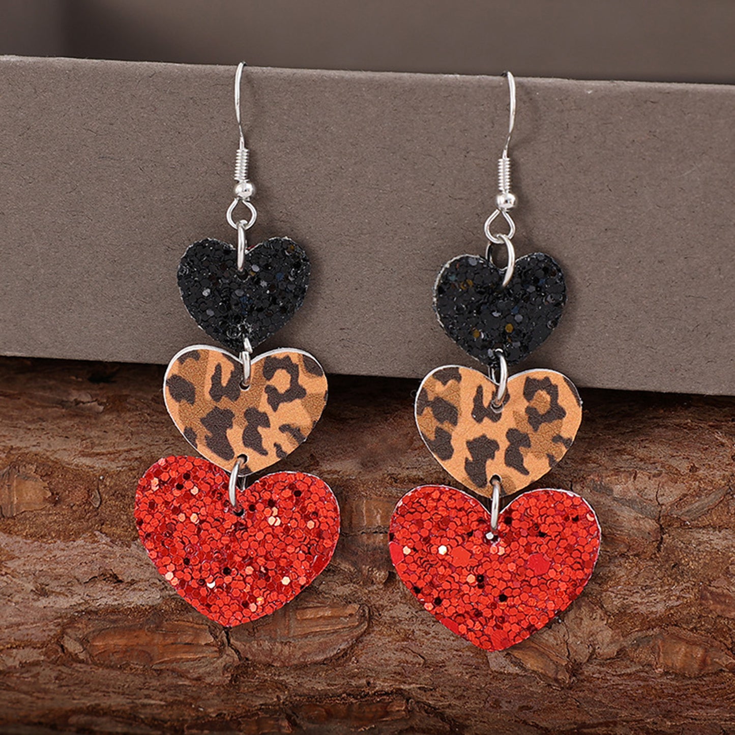 Heart Leather Drop Earrings Scarlet One Size