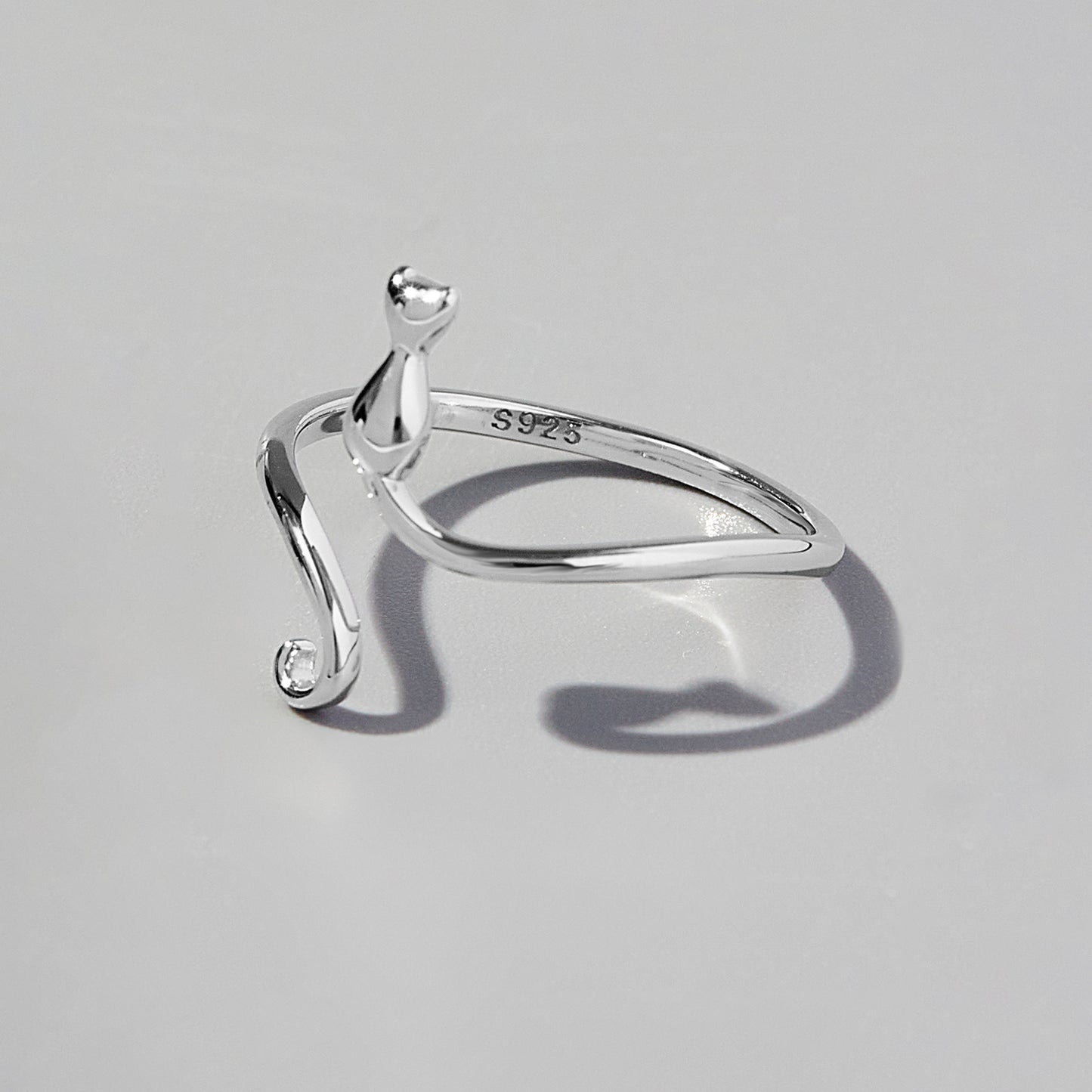 Cat Shape 925 Sterling Silver Ring Silver