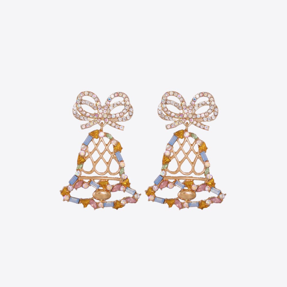 Rhinestone Alloy Christmas Bell Earrings Transparent One Size
