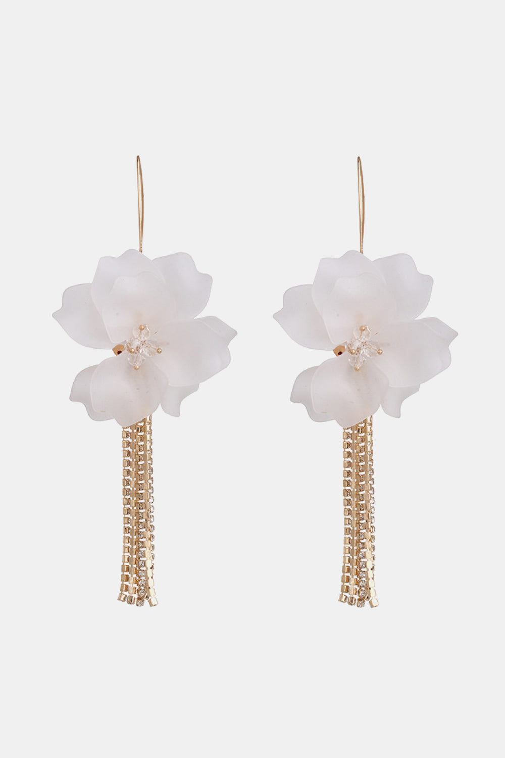 Flower Shape Acrylic Dangle Earrings White One Size
