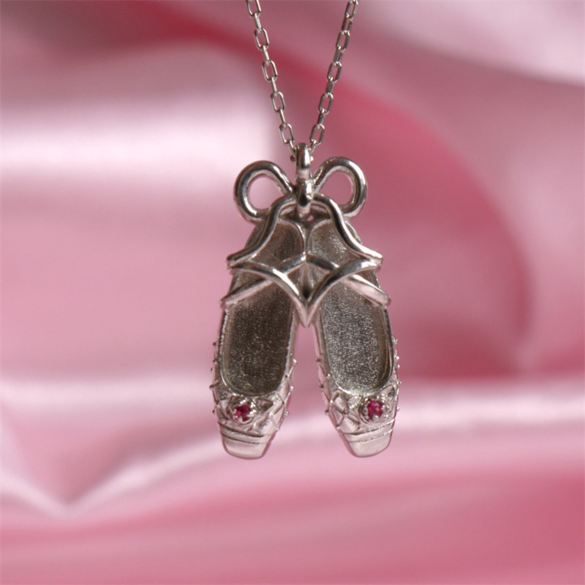 Copper Ballet Shoe Pendant Necklace Silver One Size