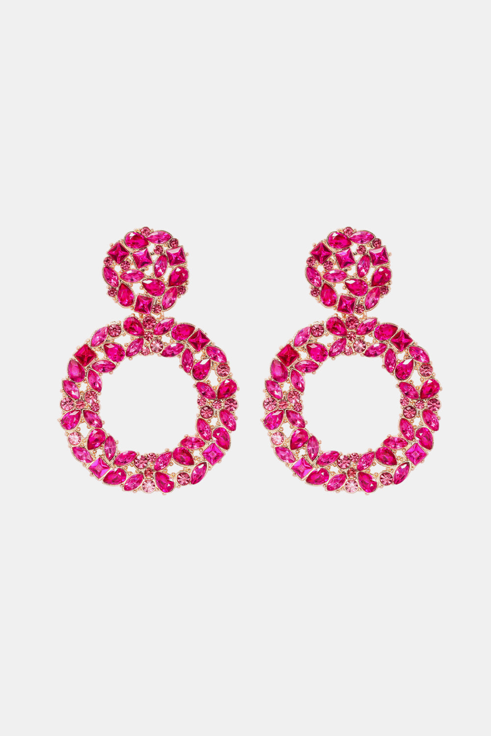 Round Shape Acrylic Dangle Earrings Hot Pink One Size