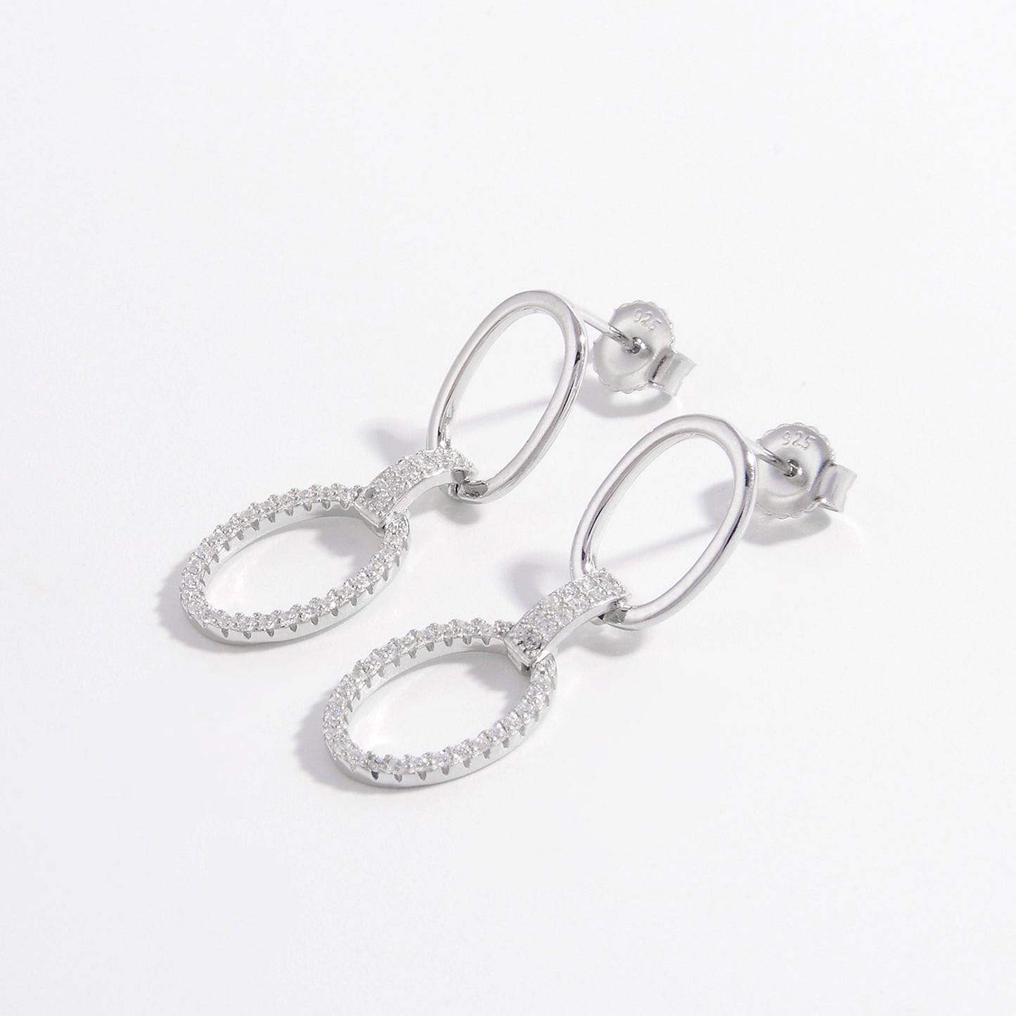 Zircon 925 Sterling Silver Dangle Earrings Silver One Size