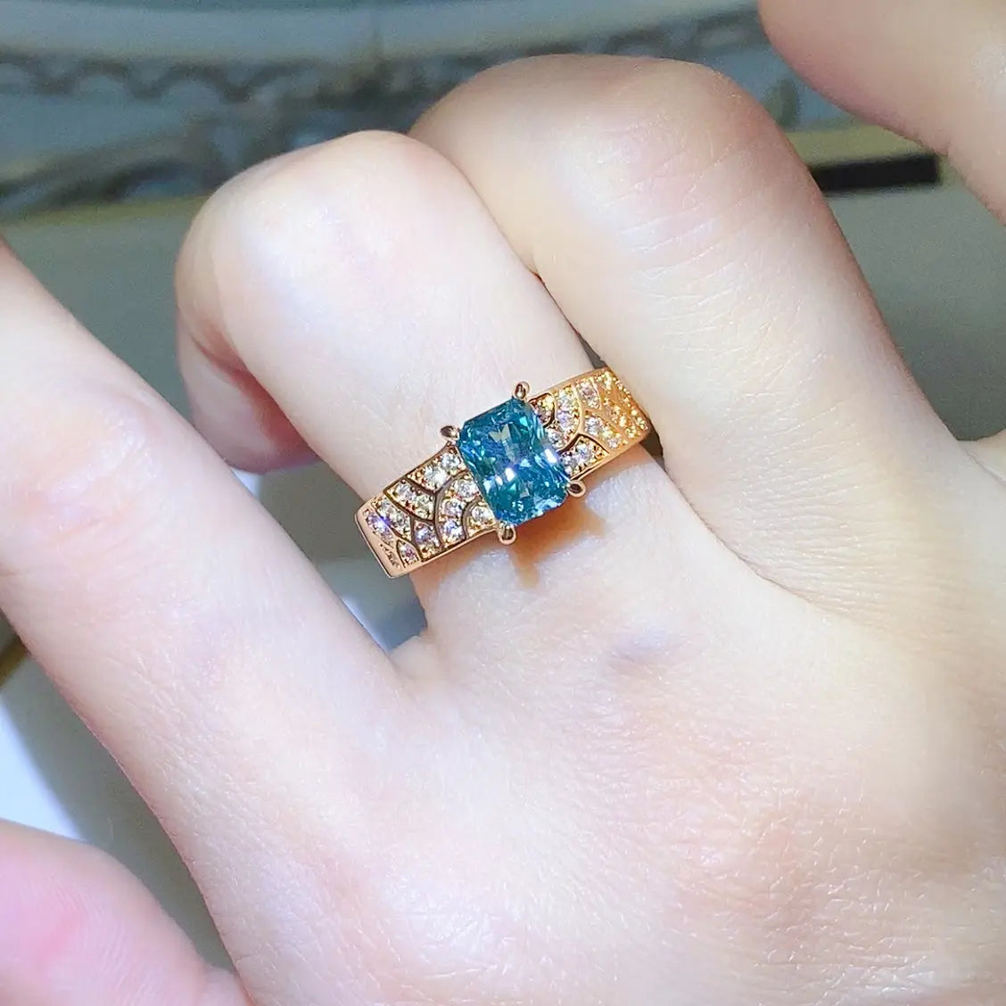 1 Carat Moissanite 925 Sterling Silver Ring Gold