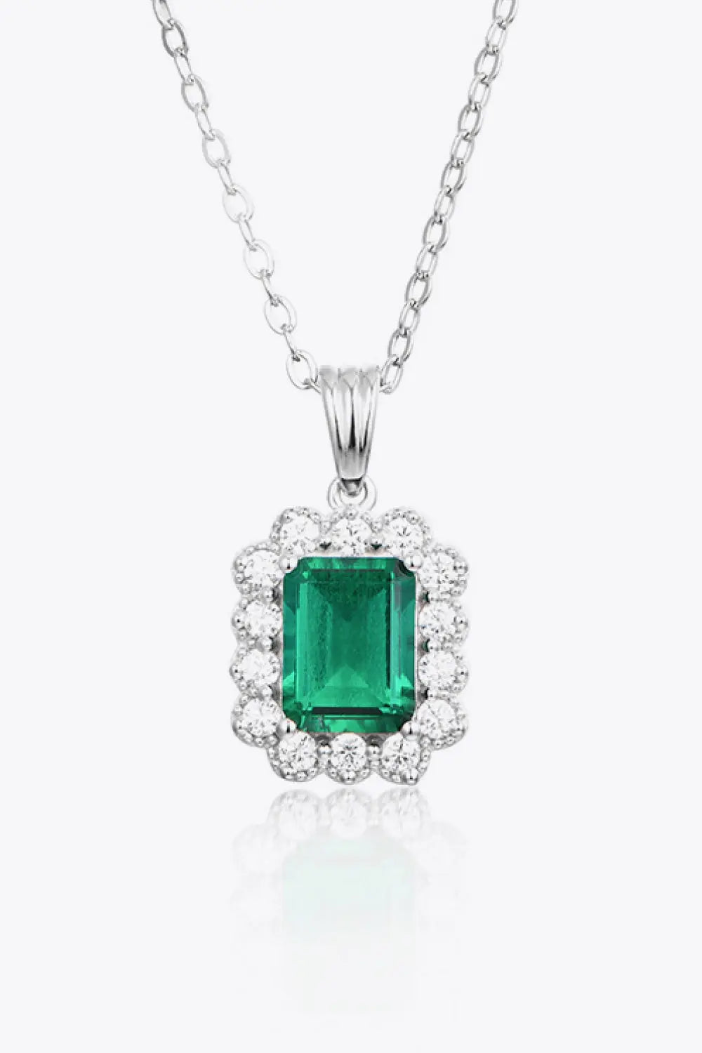1.5 Carat Lab-Grown Emerald Pendant 925 Sterling Silver Necklace Green One Size