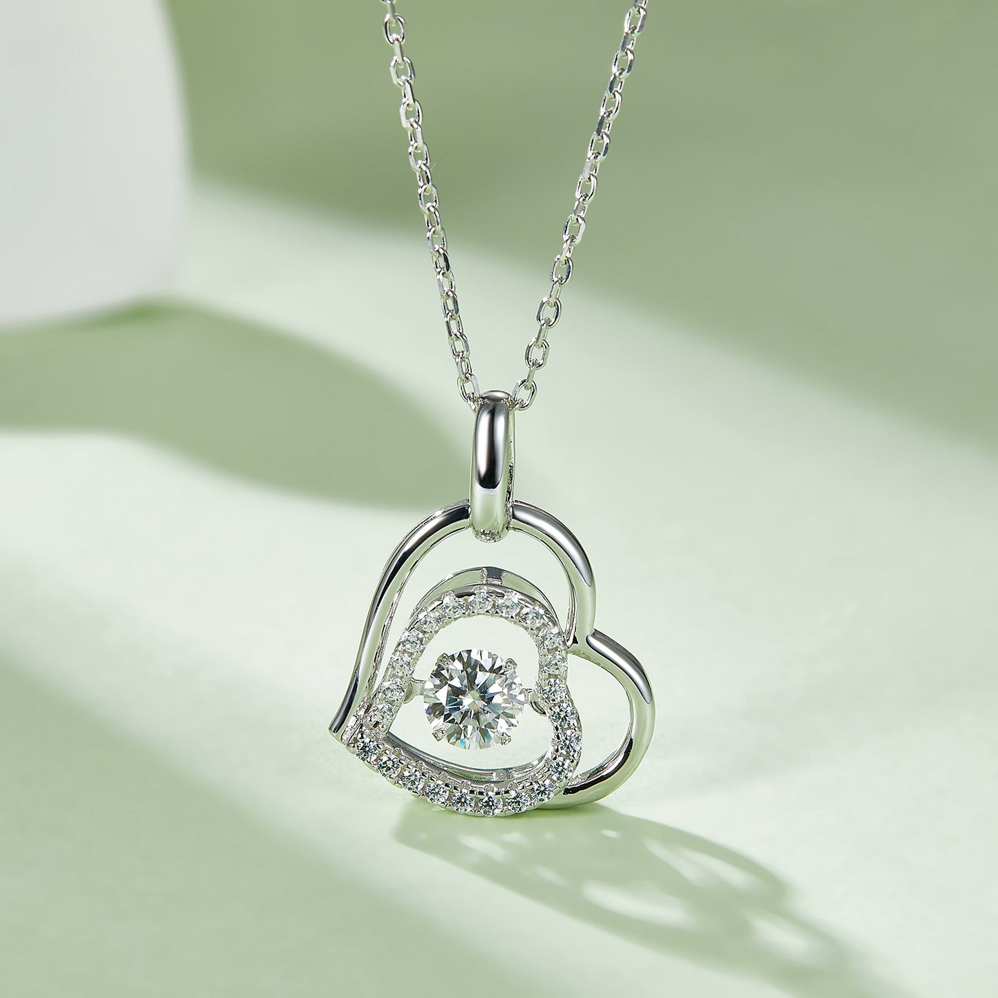 Moissanite 925 Sterling Silver Heart Necklace Silver One Size