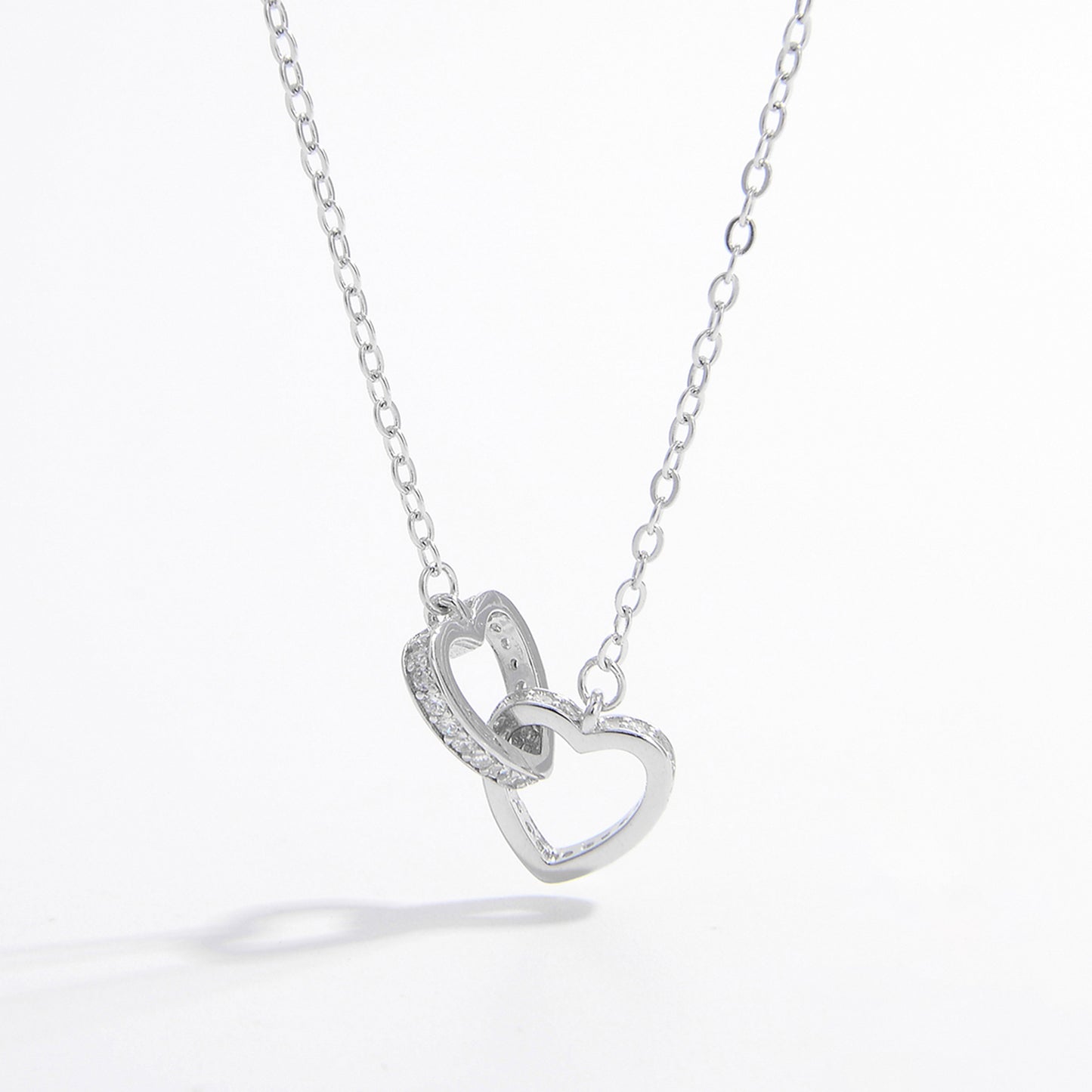 925 Sterling Silver Inlaid Zircon Heart Necklace Silver One Size