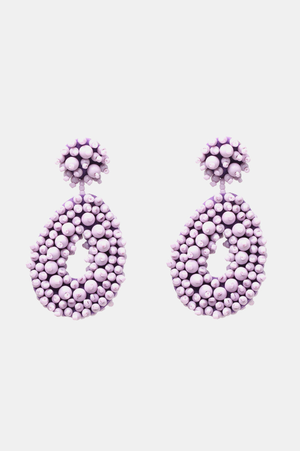 Beaded Dangle Earrings Lavender One Size