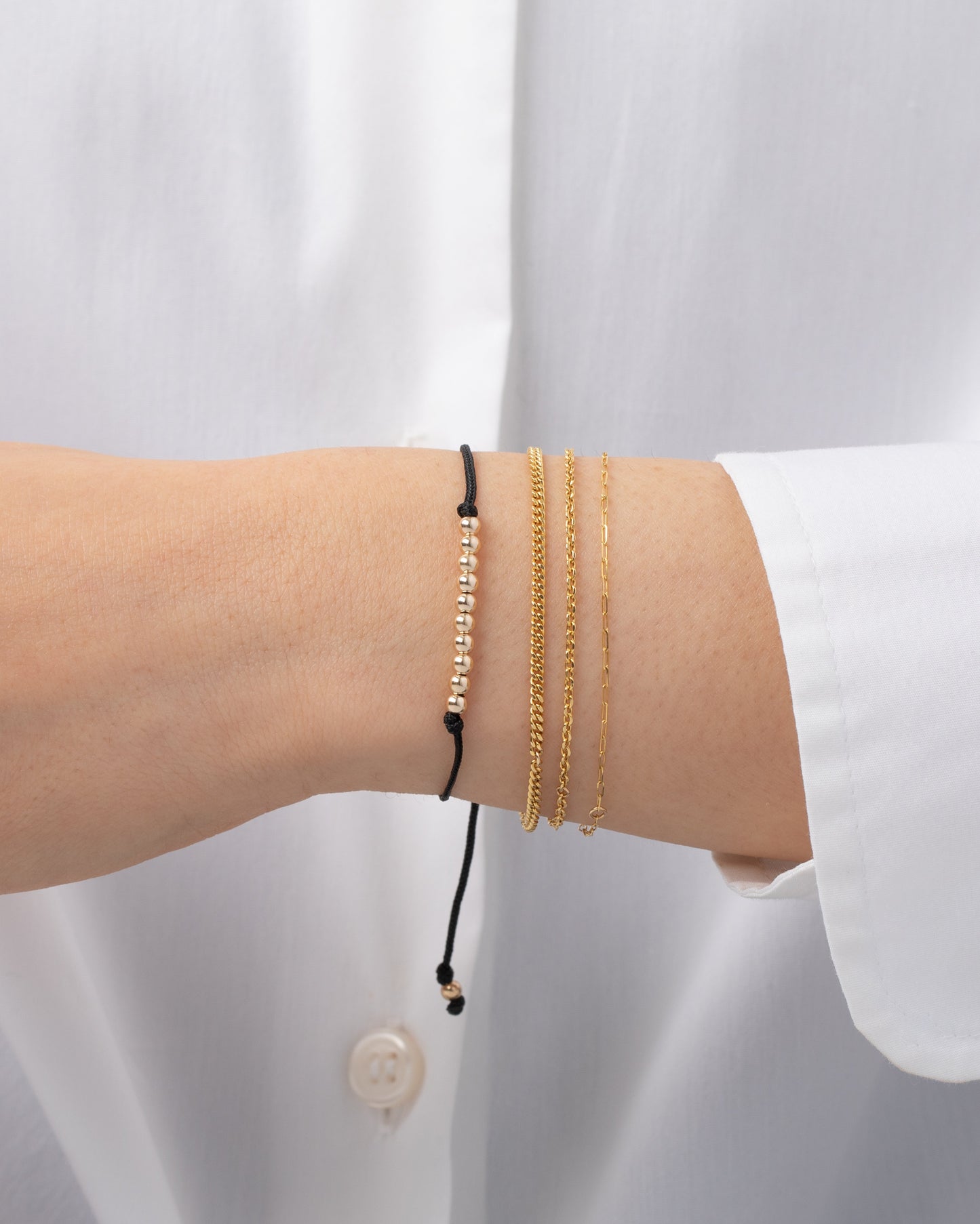 14K Gold Bead Row Fortune Bracelet