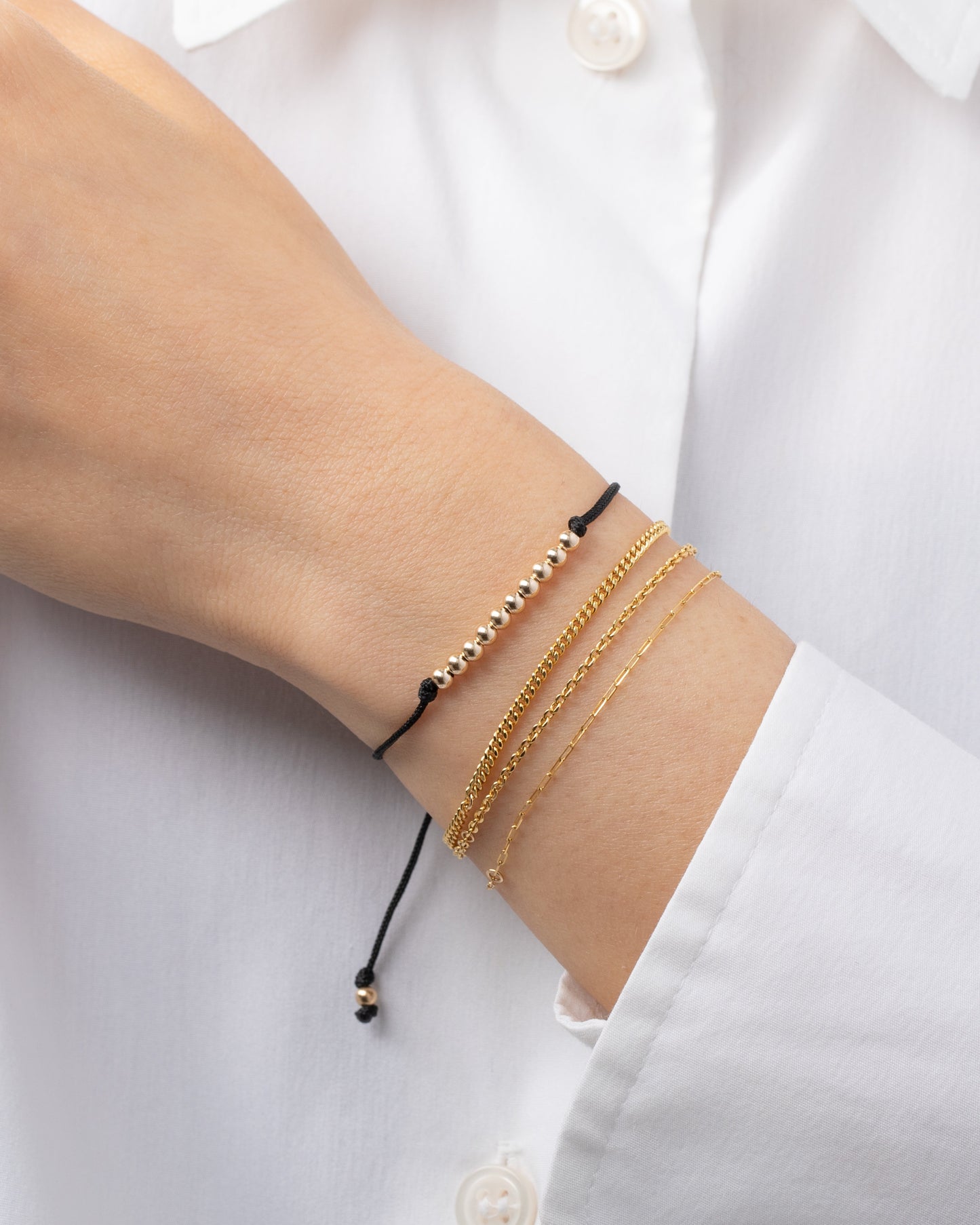 14K Gold Bead Row Fortune Bracelet