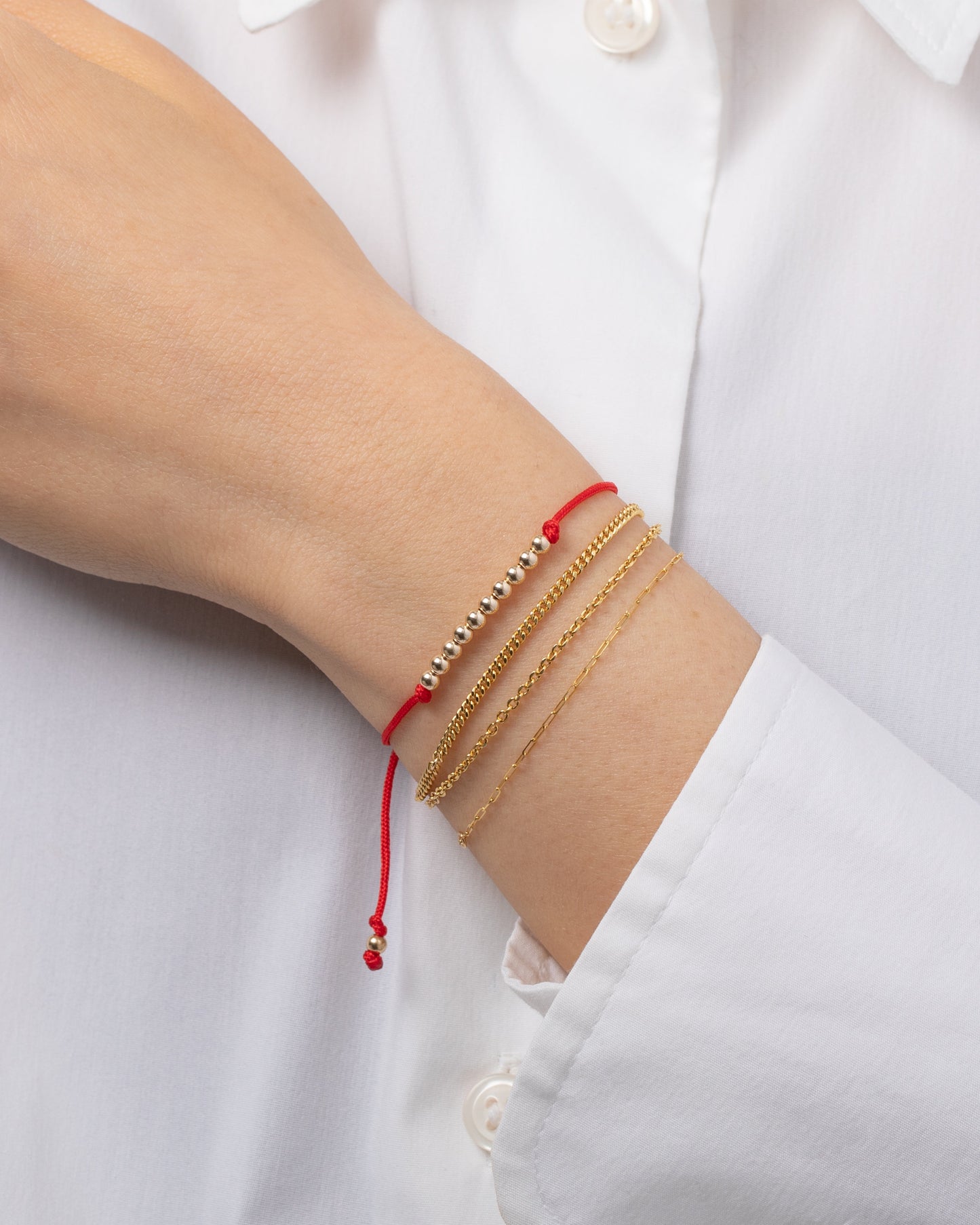 14K Gold Bead Row Fortune Bracelet