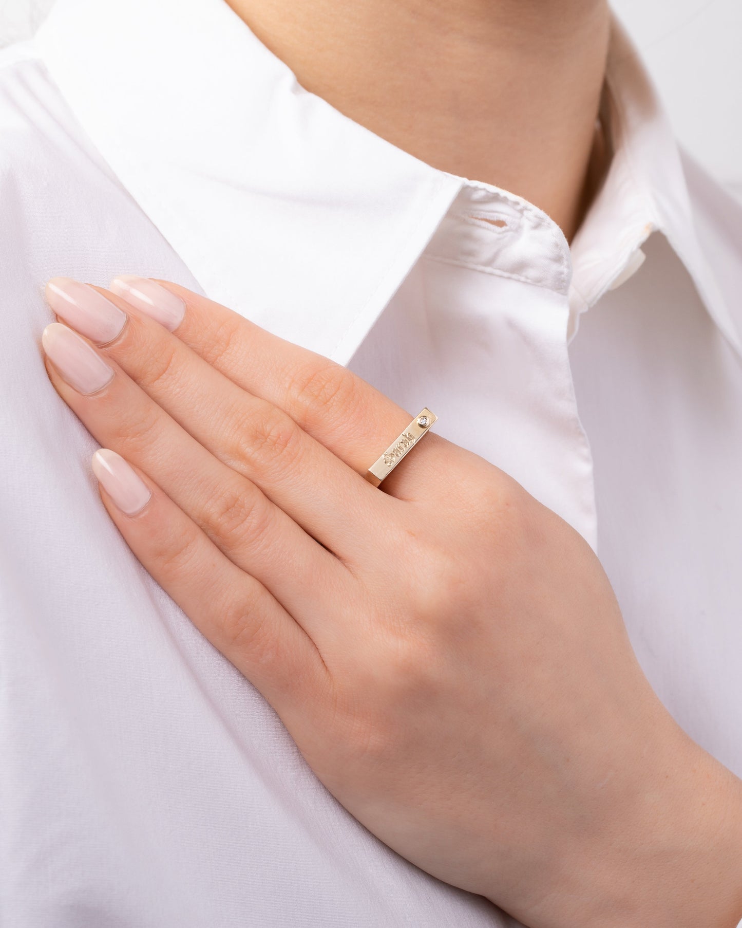 14K Gold Bar Signet Ring