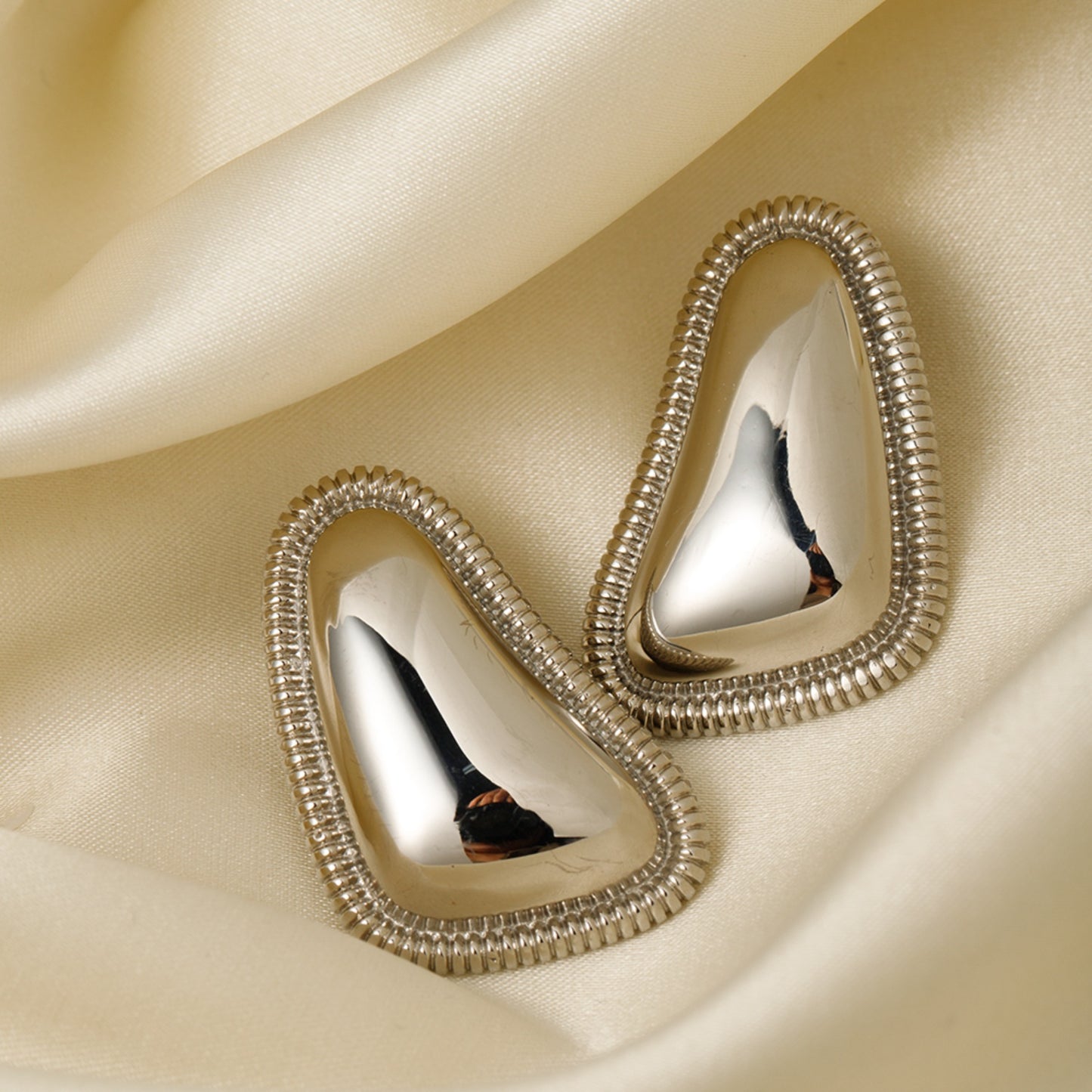 Stainless Steel Stud Earrings Silver One Size