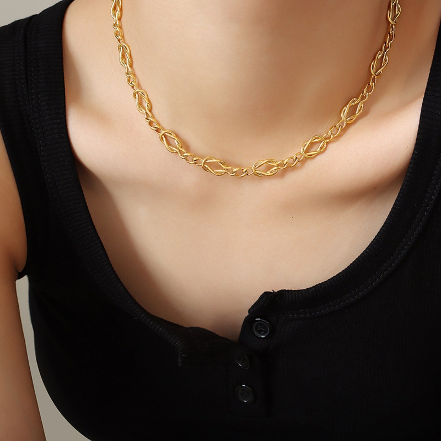 Brass Titanium Steel Necklace Style C One Size