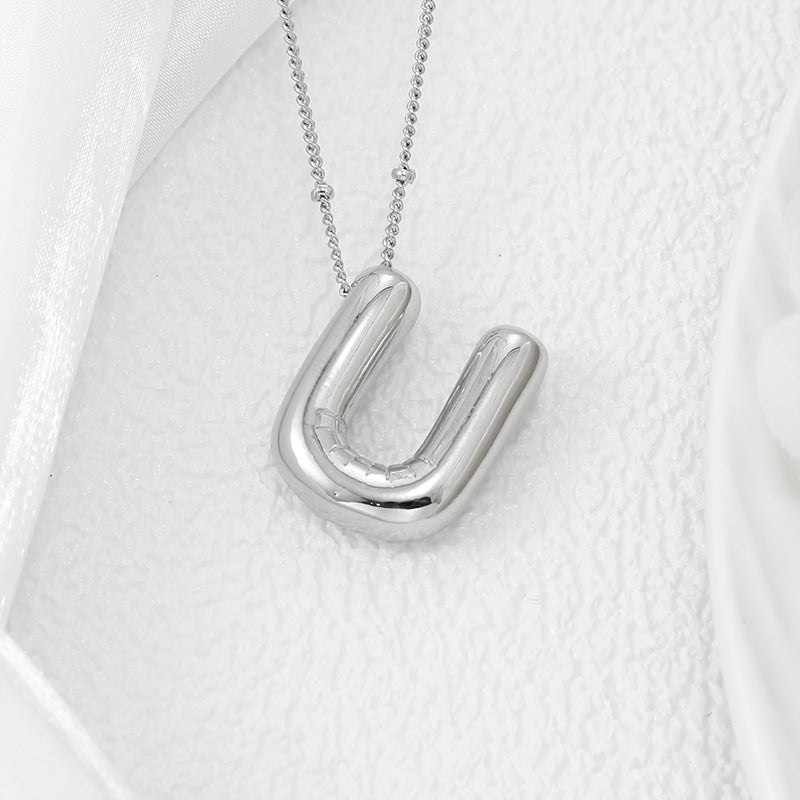 Copper Bubble Letter Pendant Necklace Style U One Size