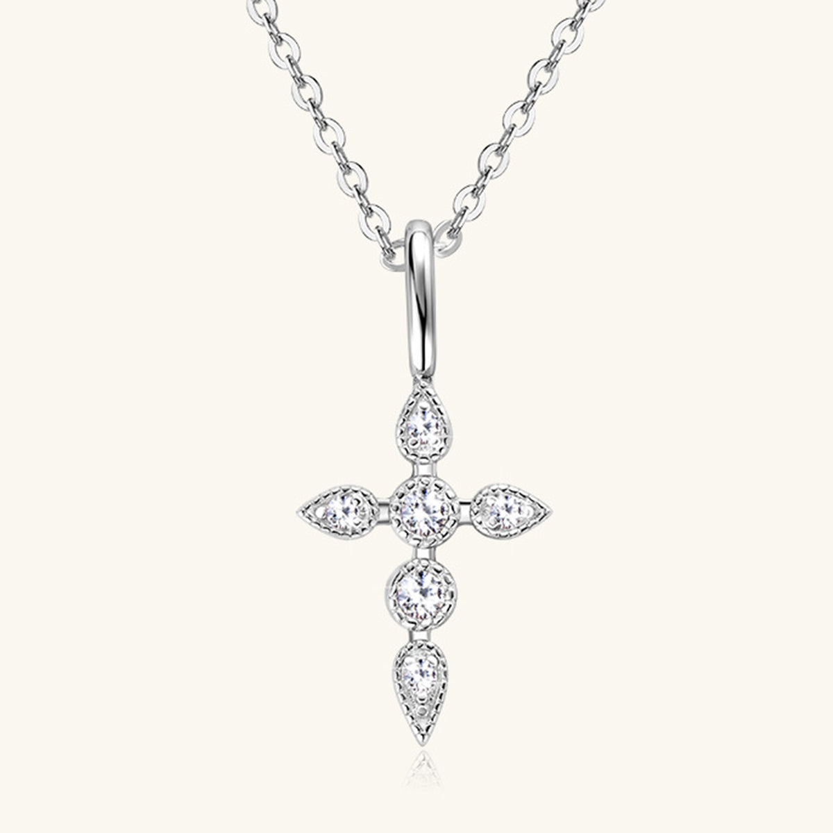 925 Sterling Silver Moissanite Cross Pendant Necklace Silver One Size