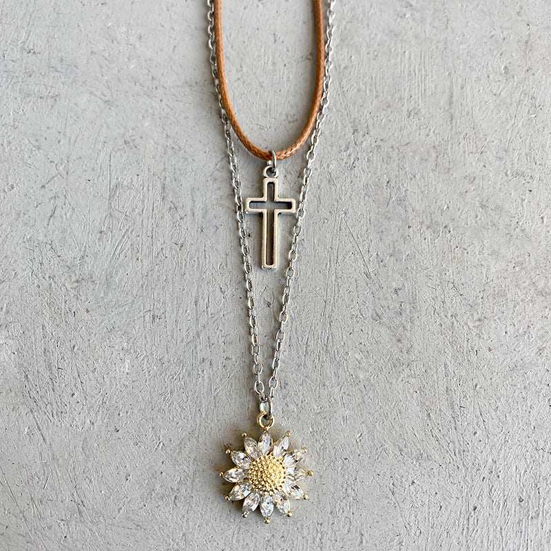 Sunflower Pendant Necklace Set Style B One Size