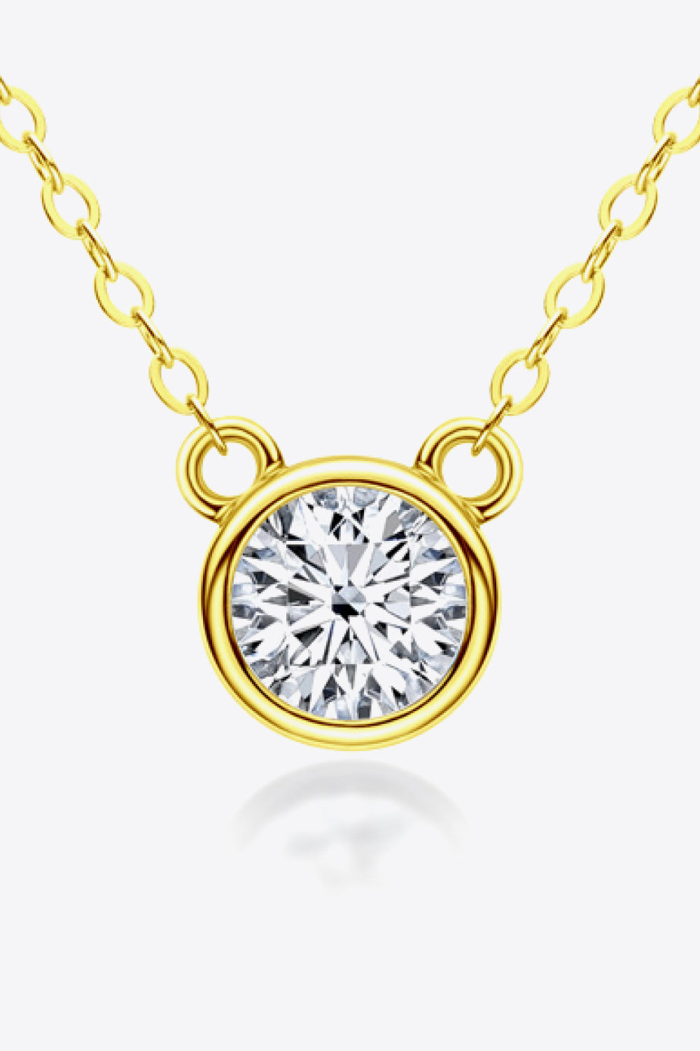 925 Sterling Silver 1 Carat Moissanite Round Pendant Necklace Gold One Size