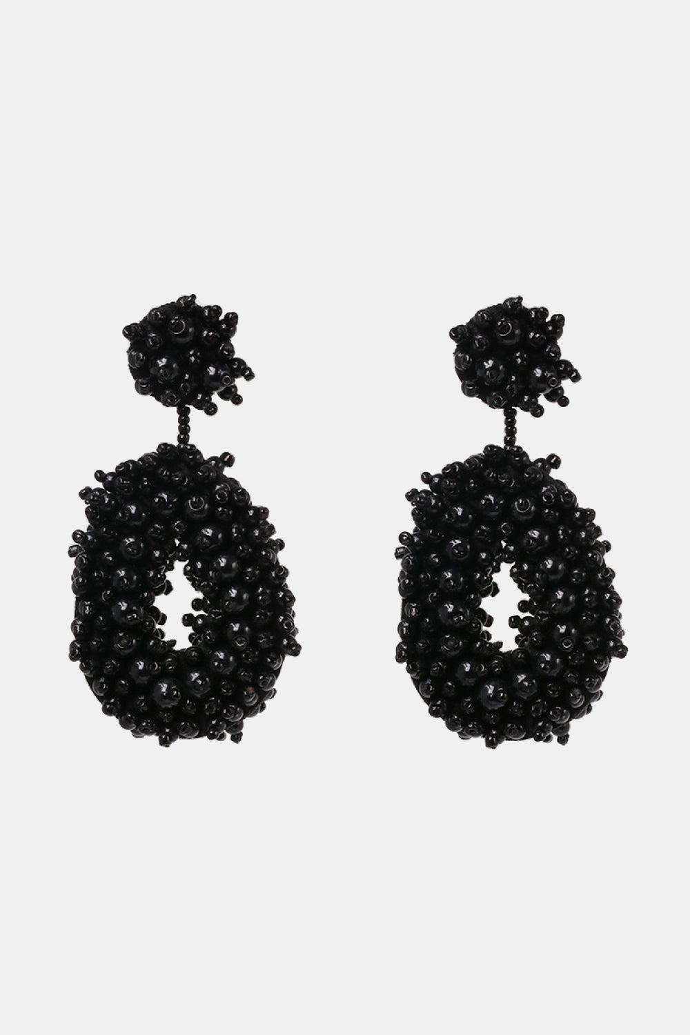 Beaded Dangle Earrings Black One Size
