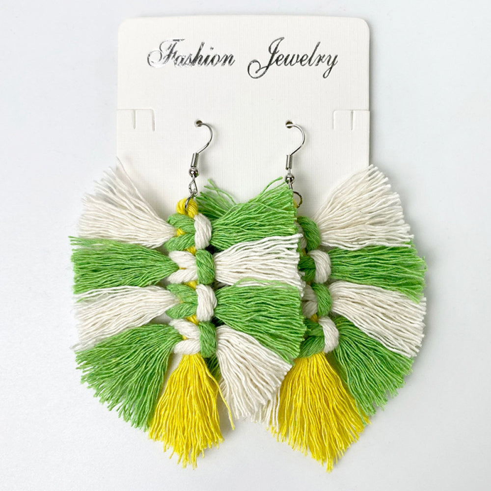 Fringe Detail Dangle Earrings Style B One Size