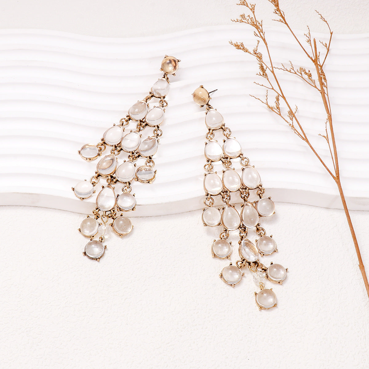Alloy & Rhinestone Teardrop Earrings White One Size