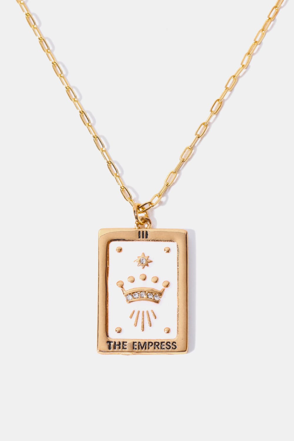 Tarot Card Pendant Copper Necklace White One Size