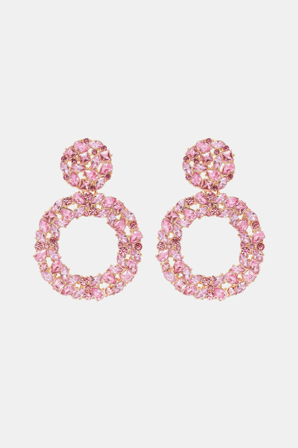 Round Shape Acrylic Dangle Earrings Blush Pink One Size
