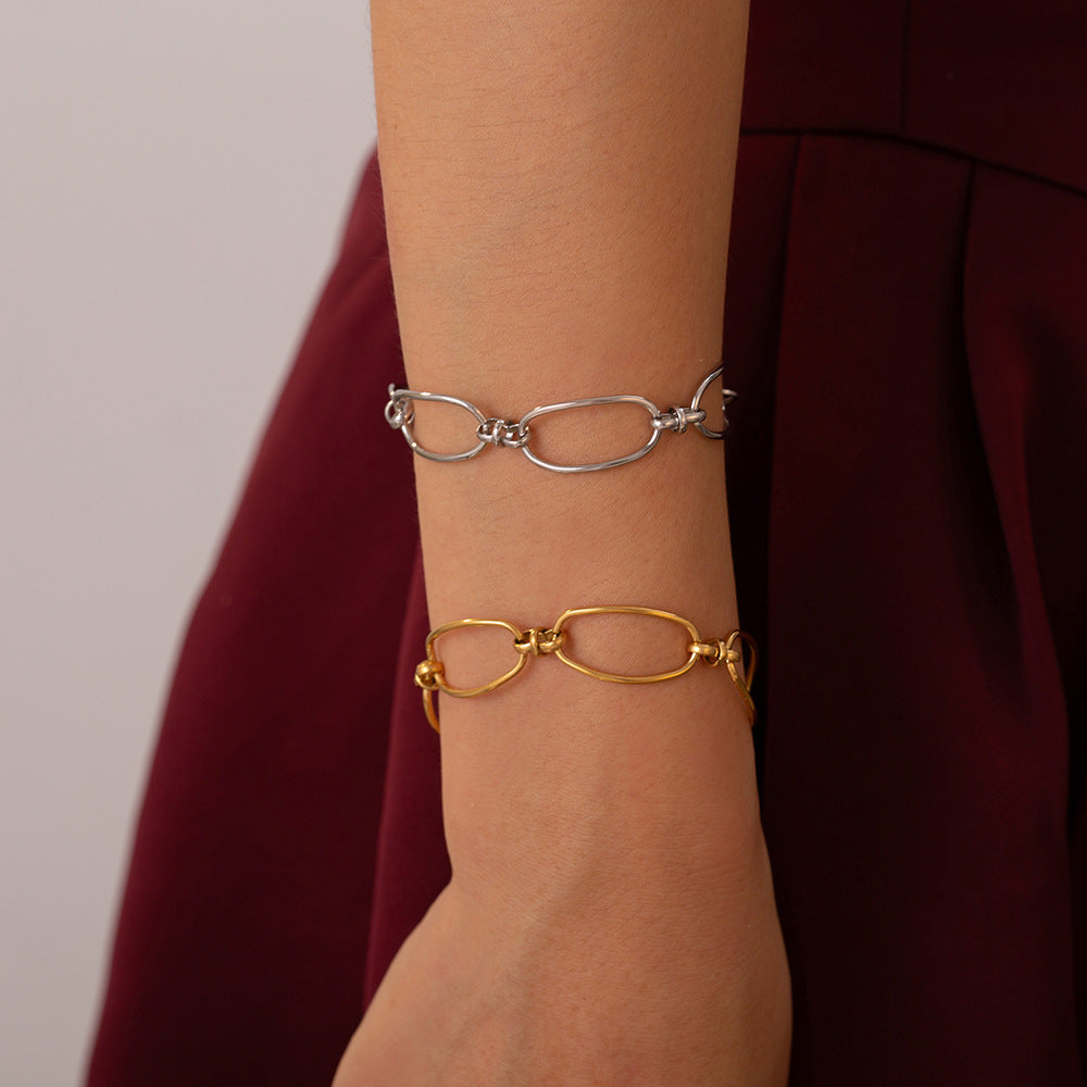 Titanium Steel Chain Bracelet Silver One Size