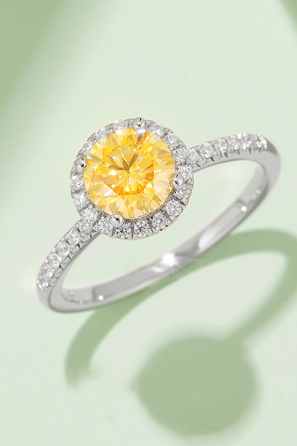 1 Carat Moissanite 925 Sterling Silver Halo Ring Gold