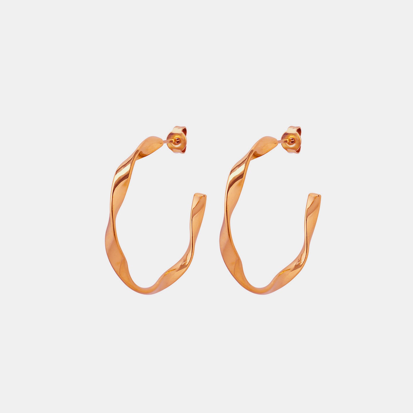 Titanium Steel C-Hoop Earrings Rose Gold One Size