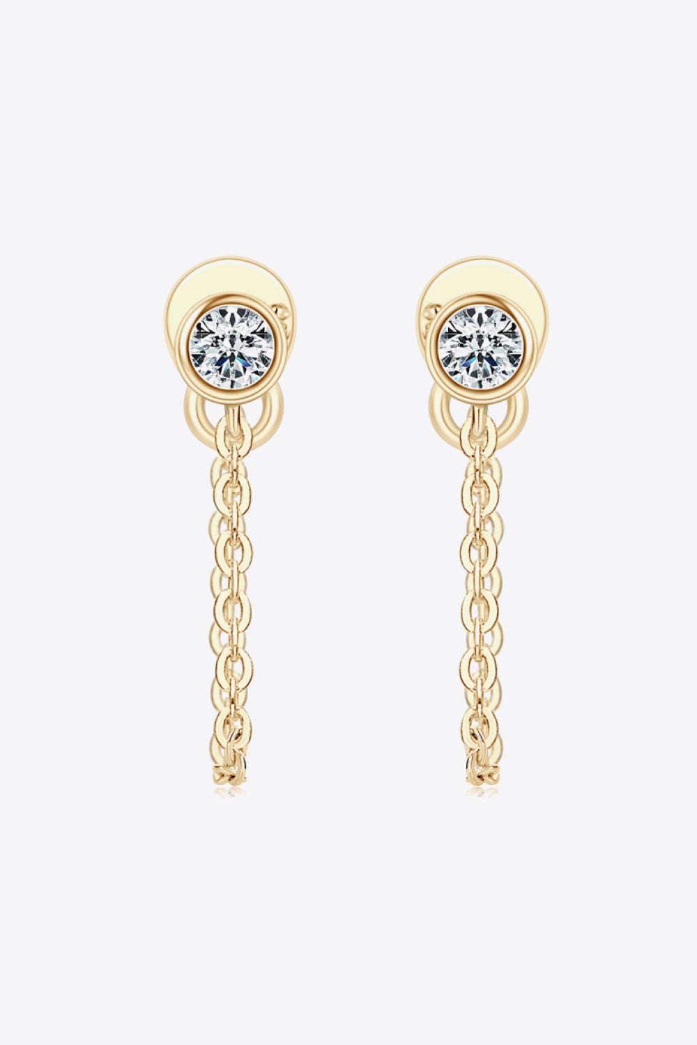 Inlaid Moissanite Chain Earrings Gold One Size