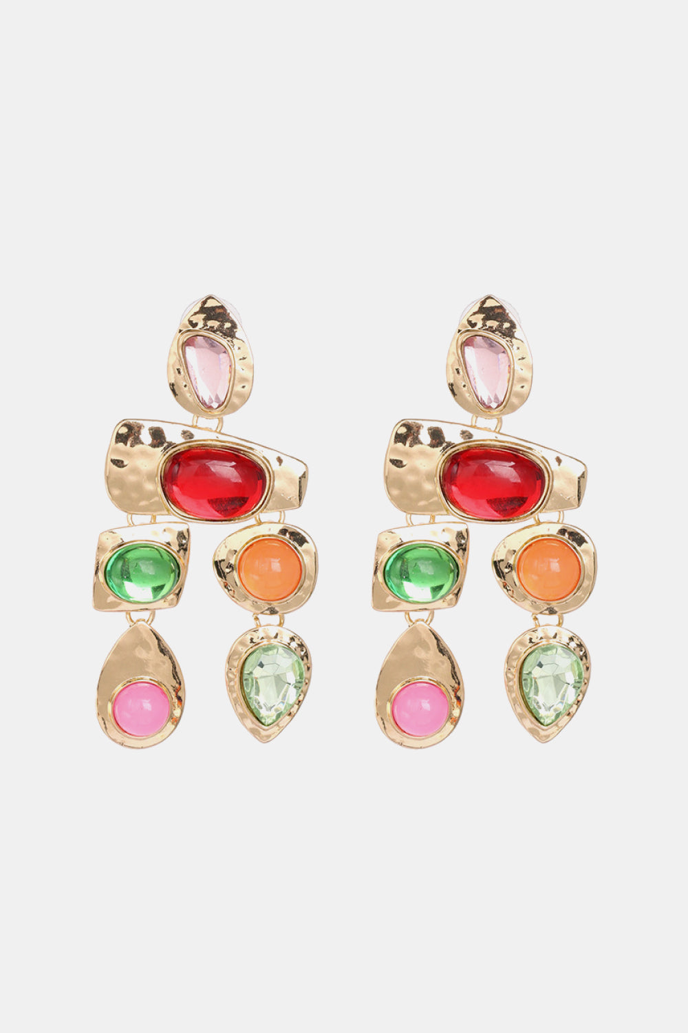 Geometrical Zinc Alloy Frame Resin Dangle Earrings Multicolor One Size