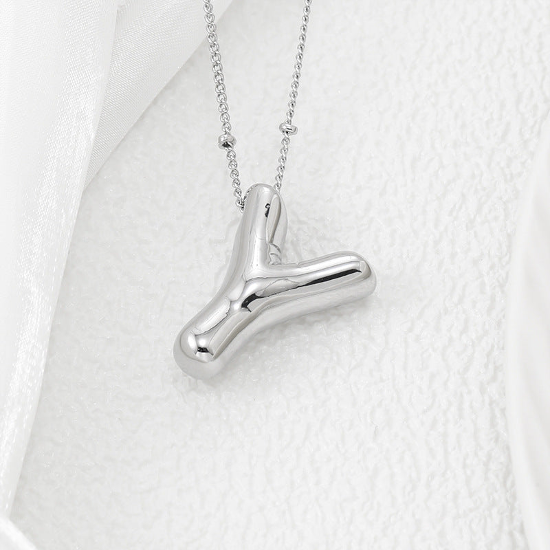 Copper Bubble Letter Pendant Necklace Style Y One Size