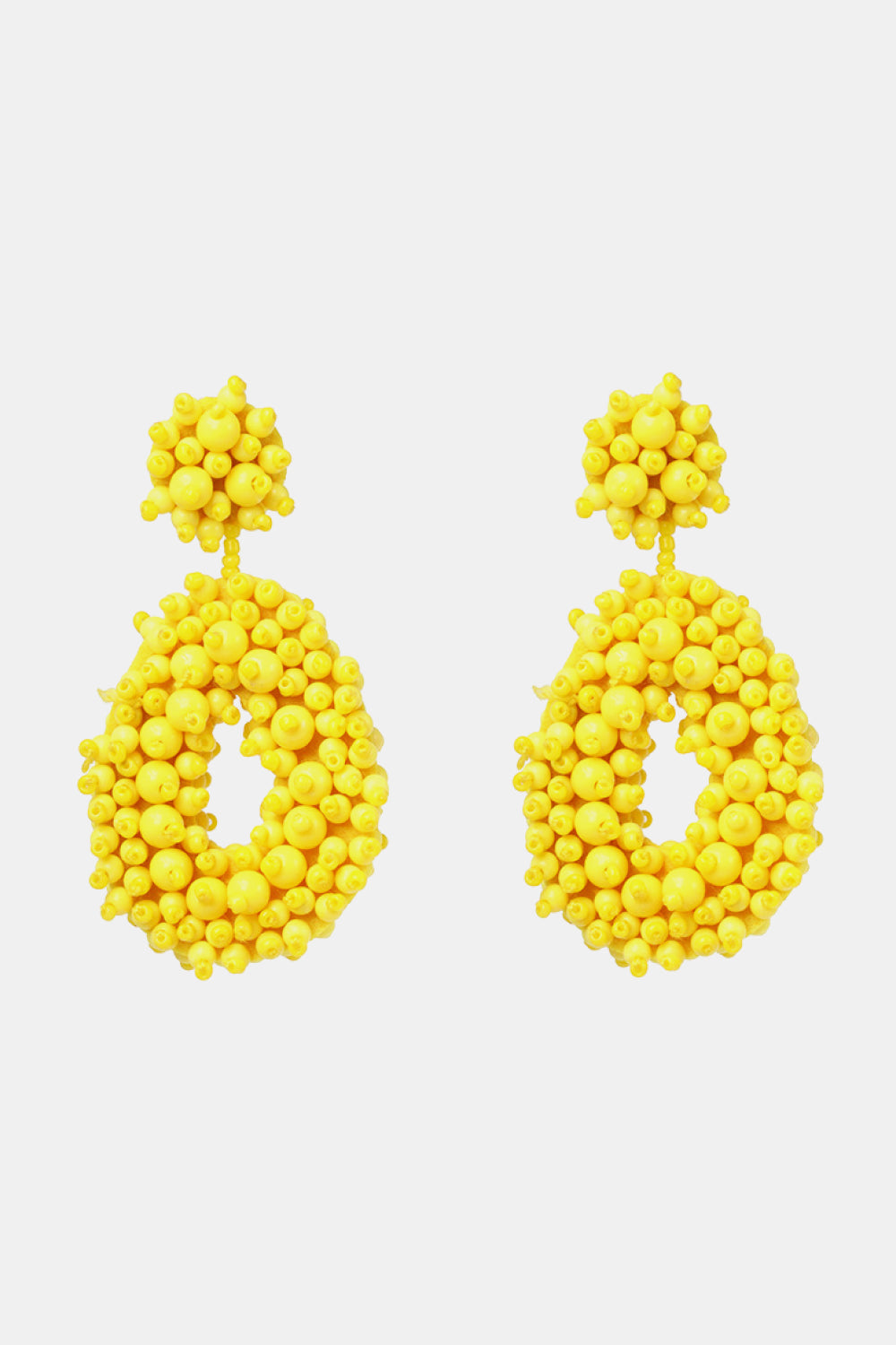 Beaded Dangle Earrings Yellow One Size