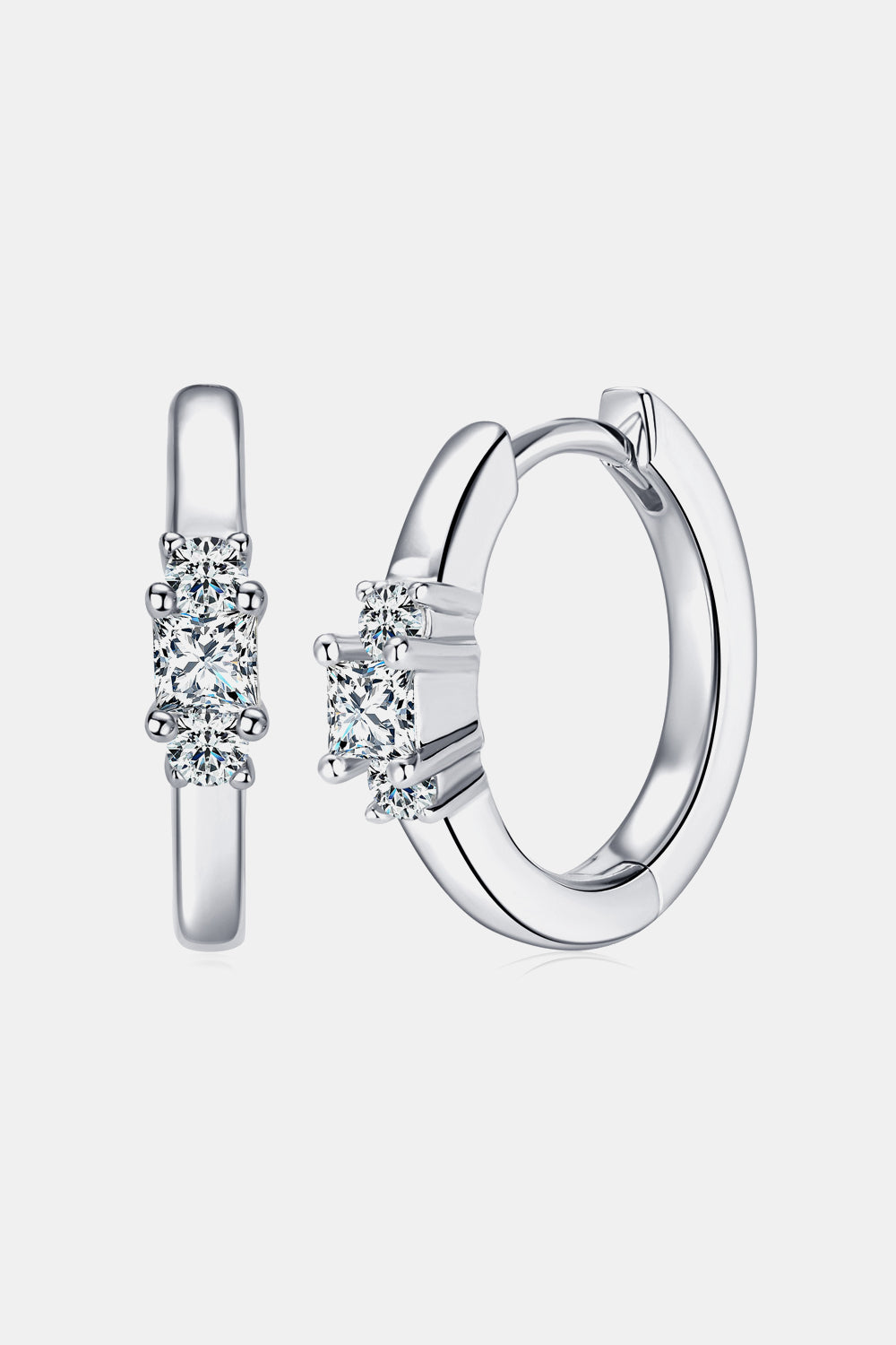 Moissanite 925 Sterling Silver Huggie Earrings Silver One Size