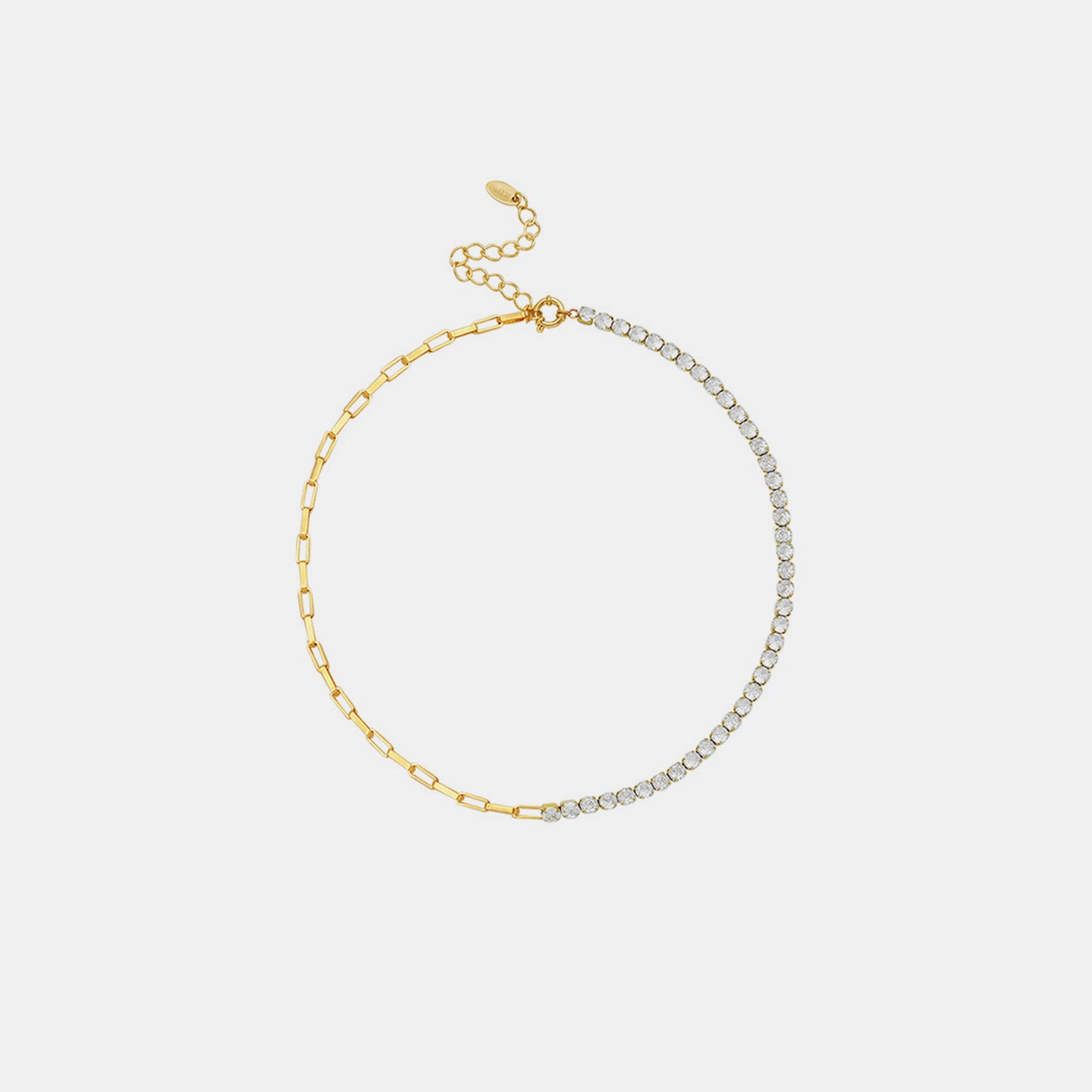 Zircon Titanium Steel Necklace Gold One Size