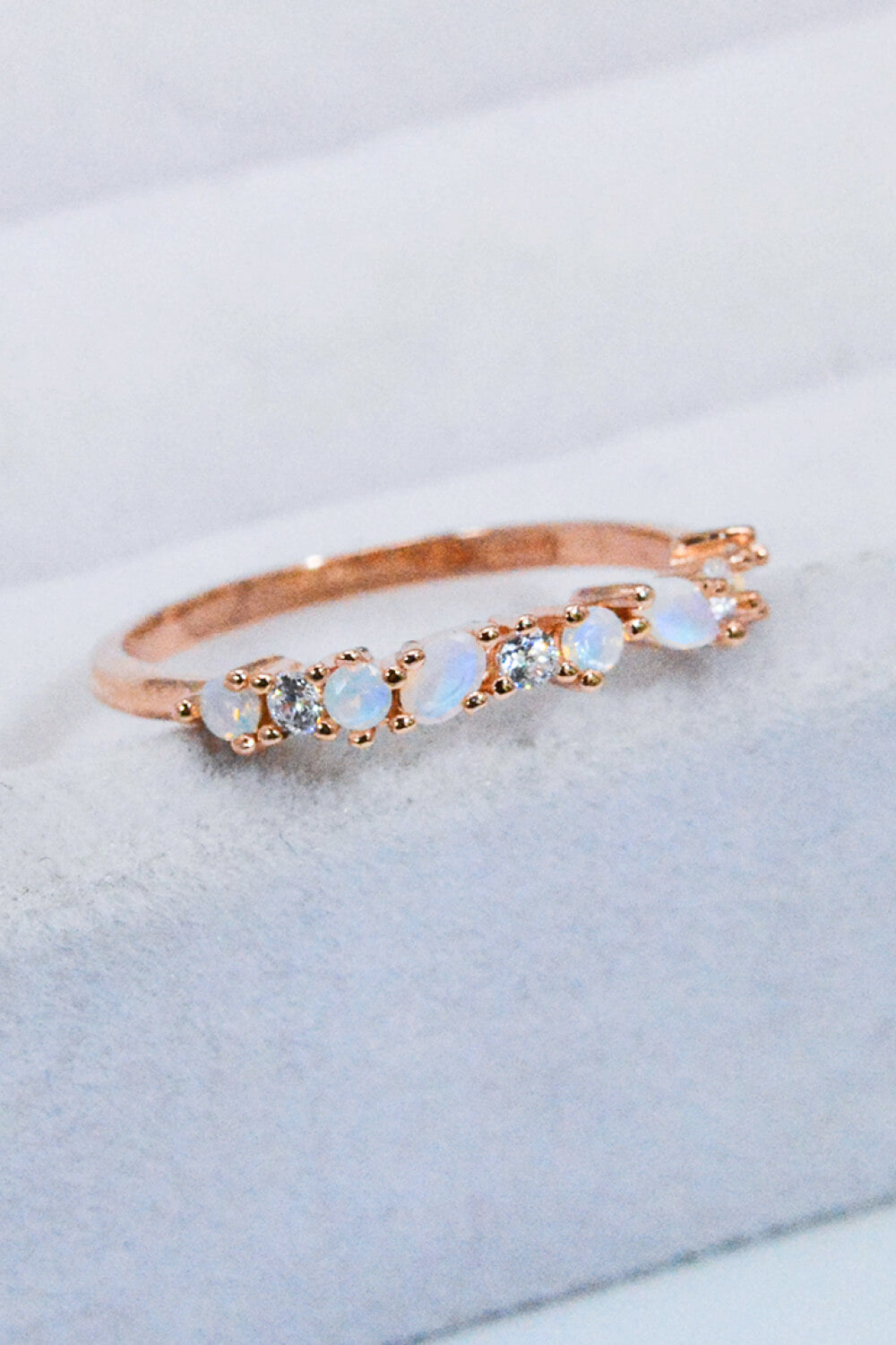 Moonstone and Zircon Decor Ring Moonstone Rose Gold