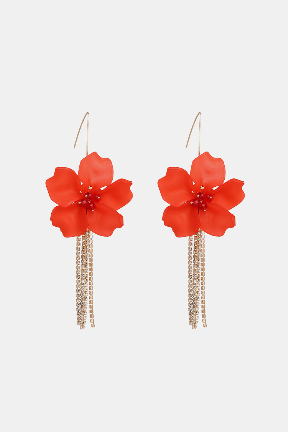 Flower Shape Acrylic Dangle Earrings Red One Size