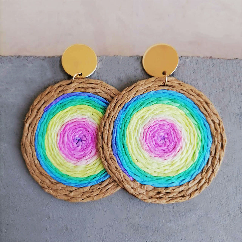 Raffia Grass Teardrop Earrings Multicolor One Size