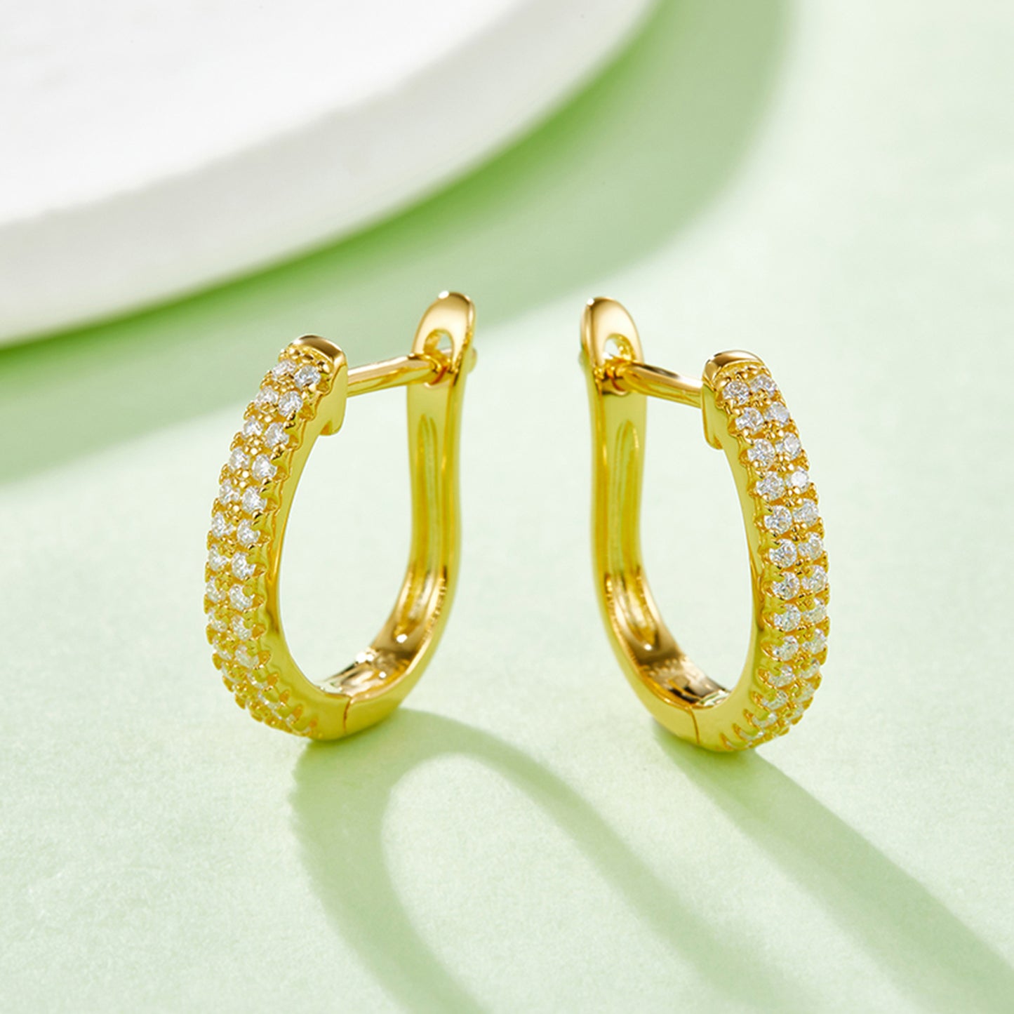 Moissanite 925 Sterling Silver Huggie Earrings Gold One Size