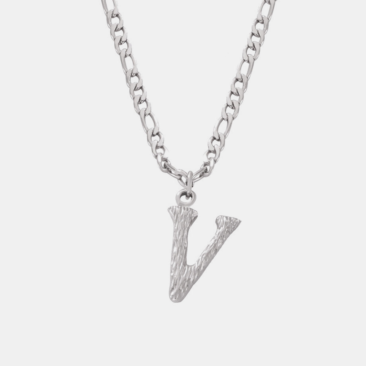 Titanium Steel Letter Pendant Necklace Style V One Size