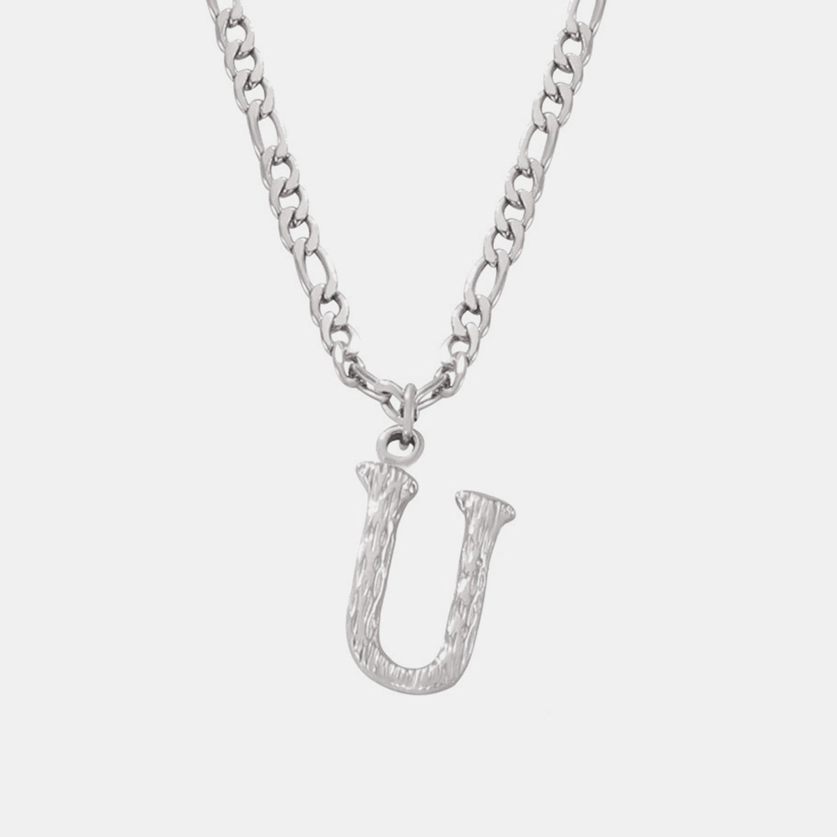 Titanium Steel Letter Pendant Necklace Style U One Size