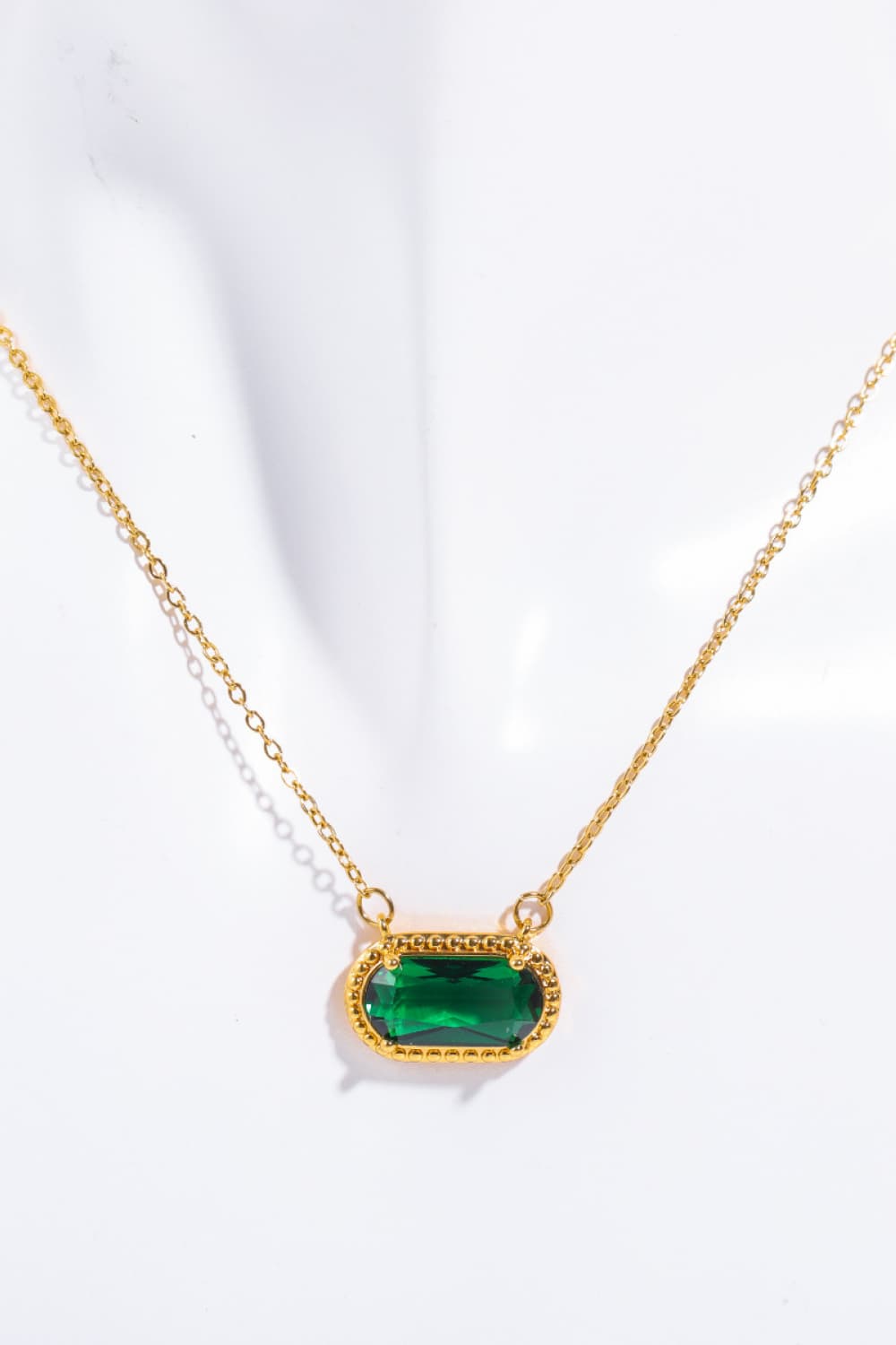 Copper 14K Gold-Plated Pendant Necklace Dark Green One Size