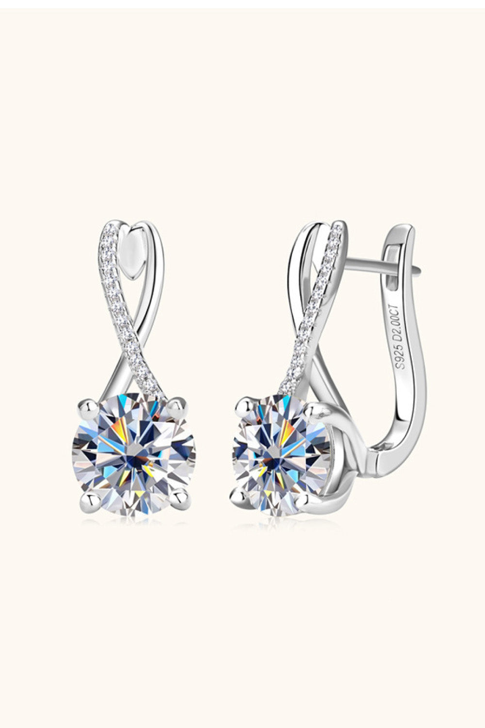 4 Carat Moissanite 925 Sterling Silver Earrings Silver One Size