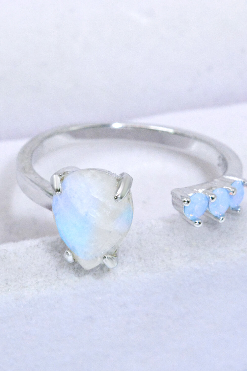 18K Rose Gold-Plated Moonstone Open Ring Silver One Size