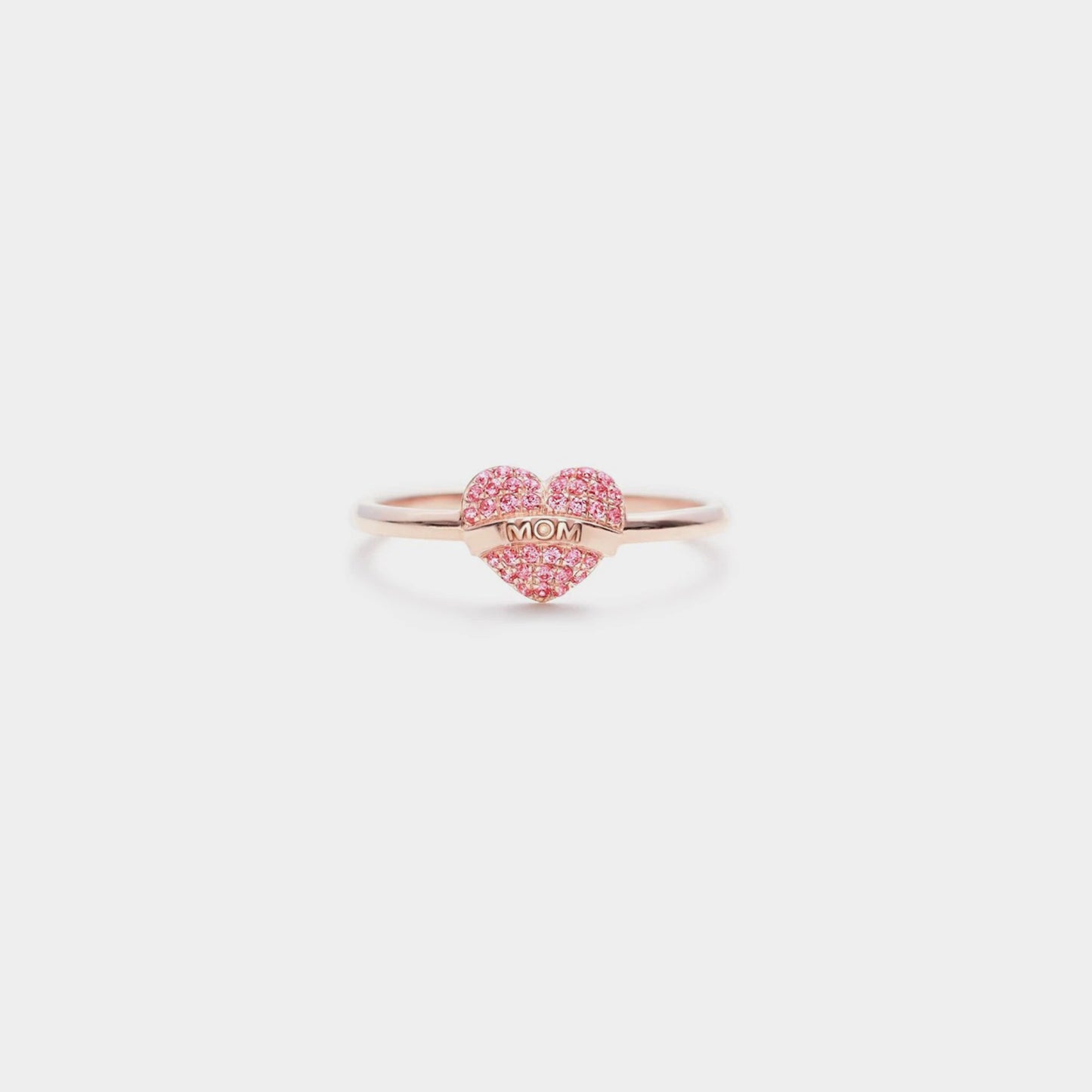 MOM Heart Shape 925 Sterling Silver Engraved Ring Rose Gold