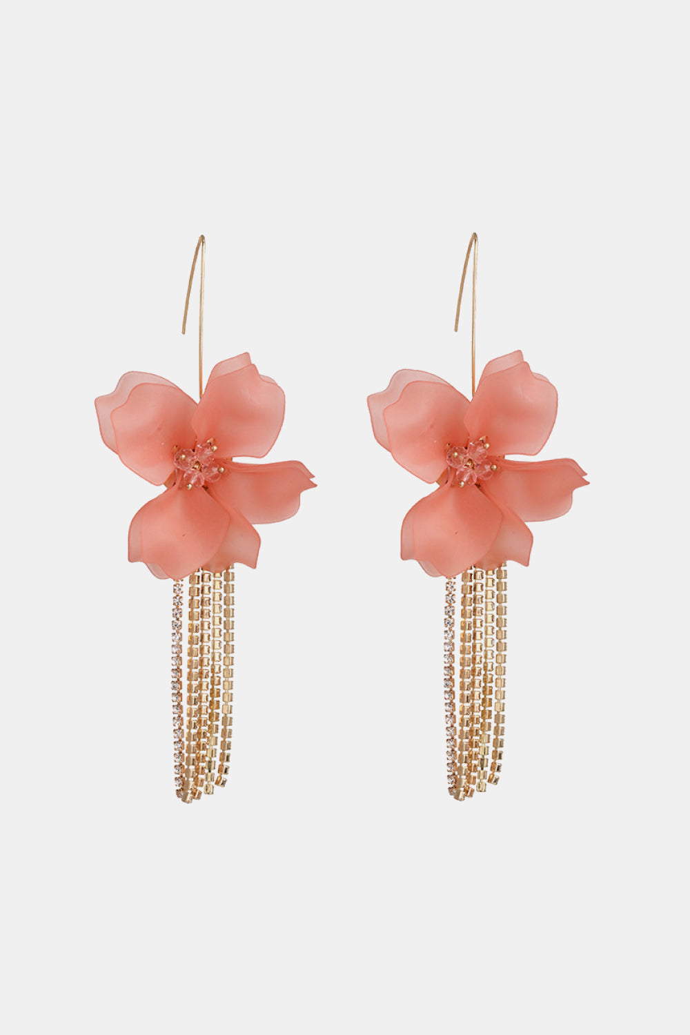 Flower Shape Acrylic Dangle Earrings Watermelon pink One Size