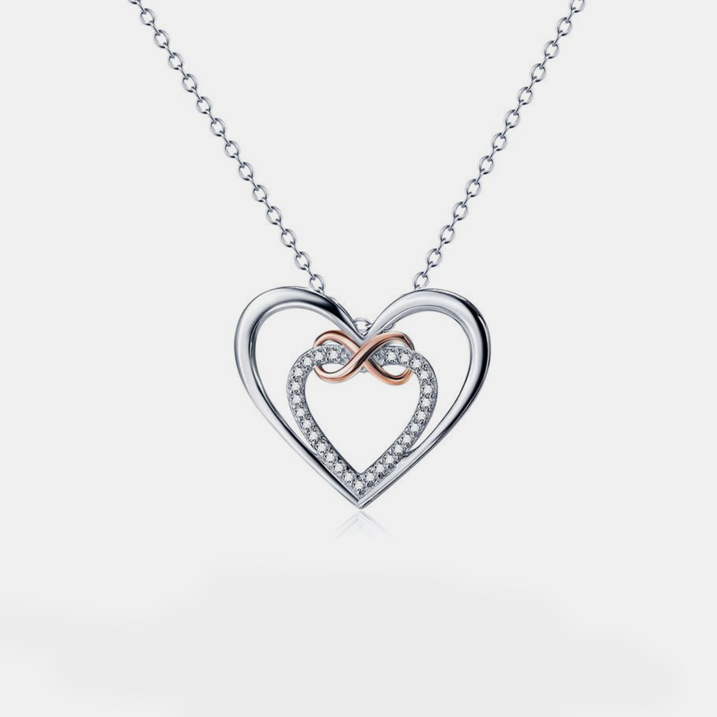 Heart Shape Inlaid Zircon 925 Sterling Silver Necklace Silver One Size