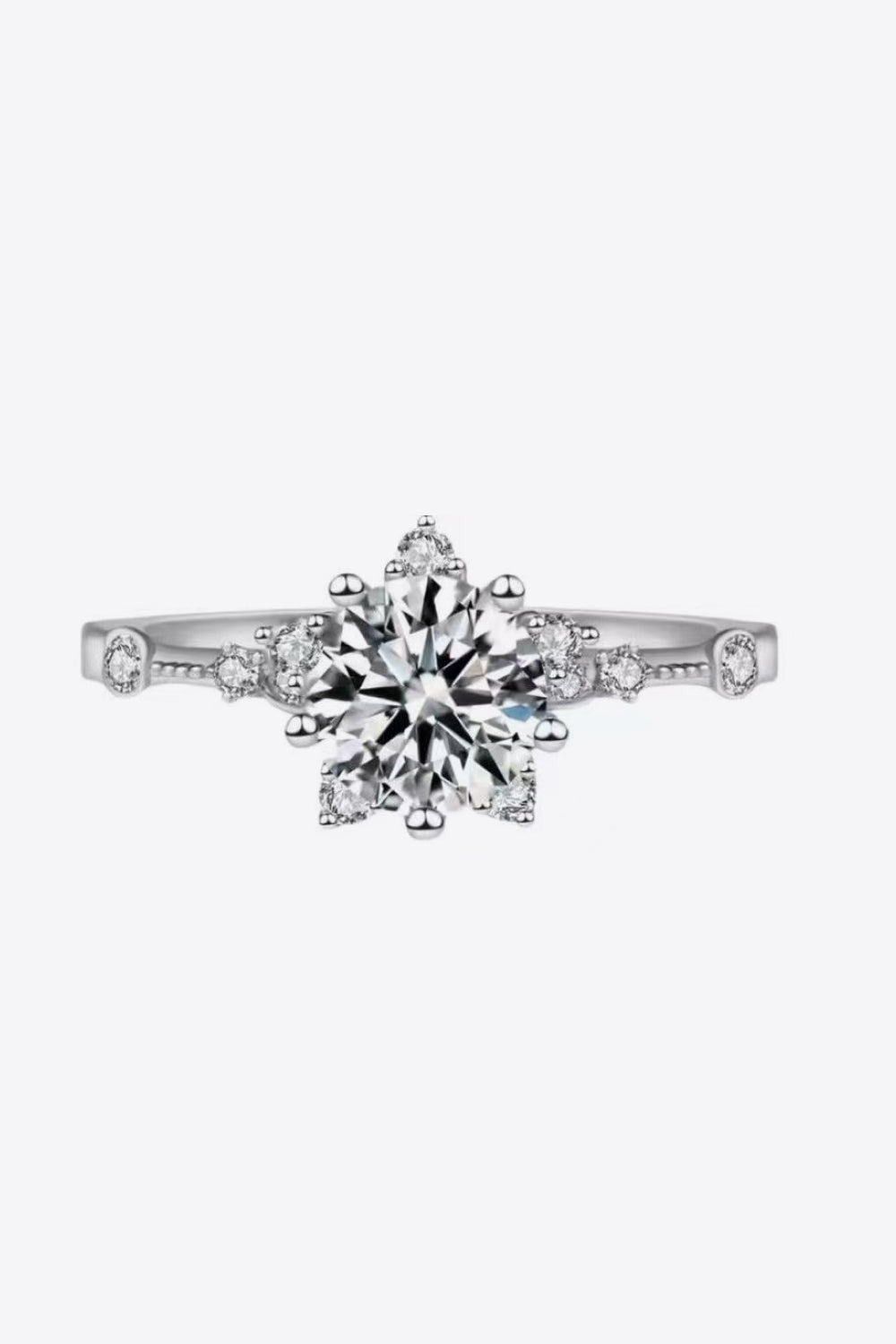 1 Carat Moissanite 6-Prong Ring Silver
