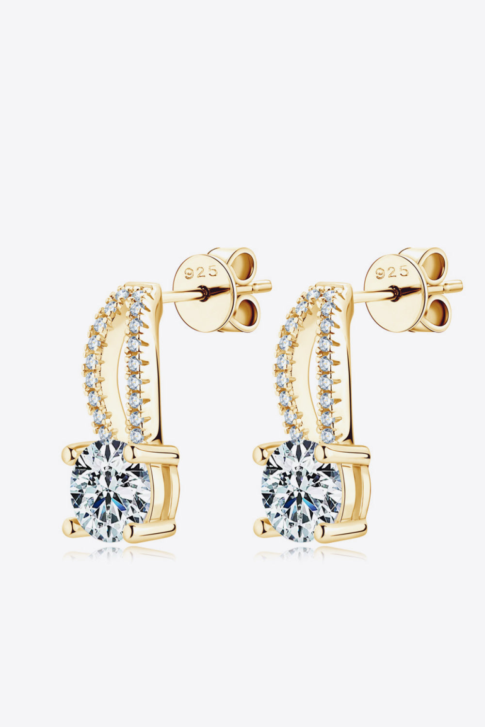 1 Carat Moissanite 925 Sterling Silver Earrings Gold One Size
